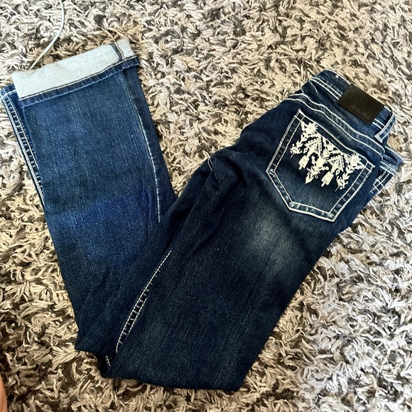 cedar rose Denim - Cedar Rose dark wash bootcut bejeweled jeans